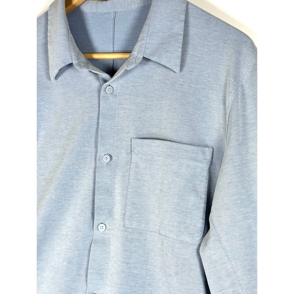 Lululemon Oxford Shirt Mens Blue‎ Long Sleeve Button Front Pocket Minimalist - Picture 3 of 16